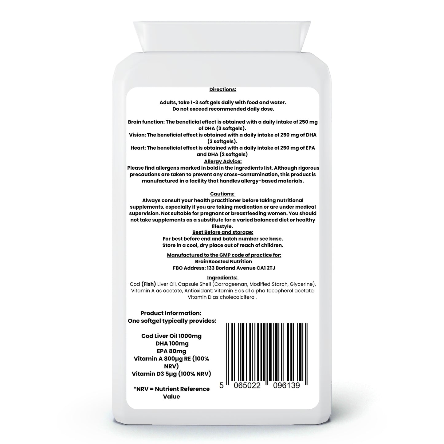 Cod Liver Oil – Omega-3 & Essential Nutrient Support – 90 Softgels - BrainBoosted Nutrition