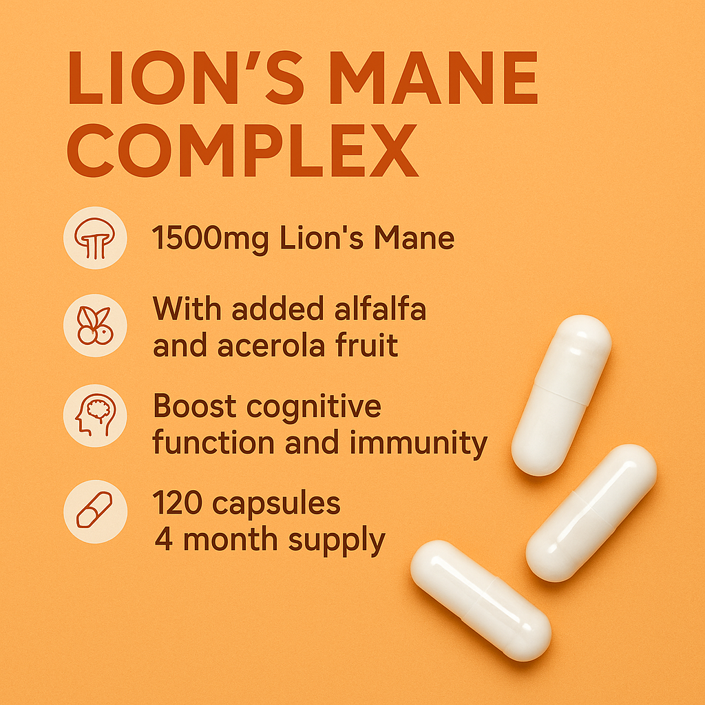 Lion’s Mane Complex – Brain & Nerve Support – 120 Capsules