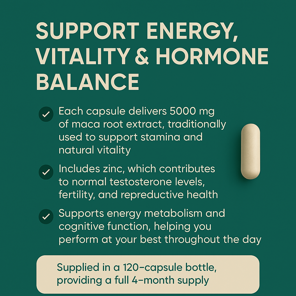 Maca Root Extract- Brain + Vitality Support – 120 Capsules