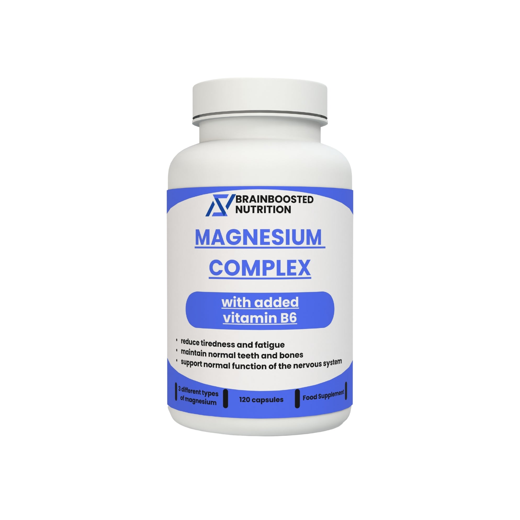 Magnesium Complex – 3 Forms for Energy & Recovery – 120 Capsule - BrainBoosted Nutrition 